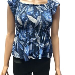 Aeropostale - EC - Blue Floral Smocked Women's Top